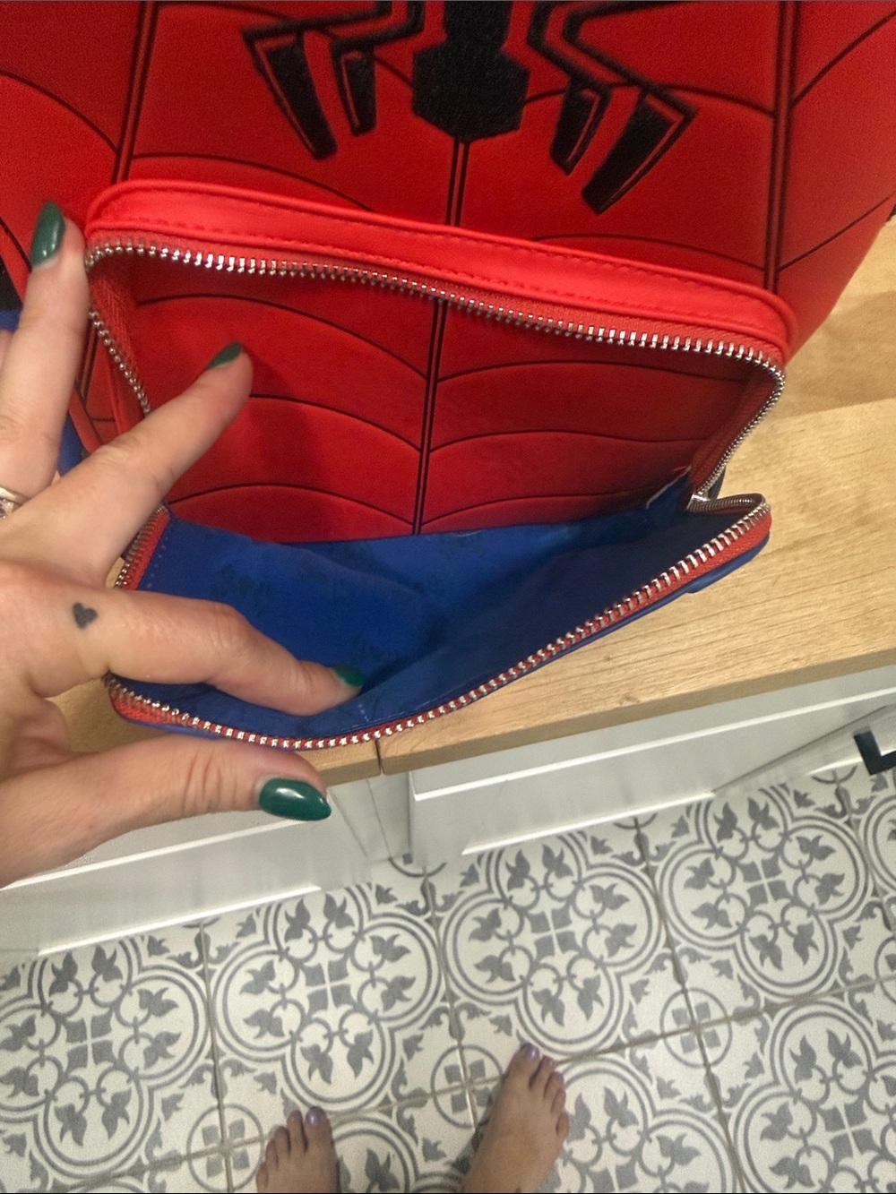 Loungefly Red and Blue Spider-Web Mini Backpack - Picture 3 of 4